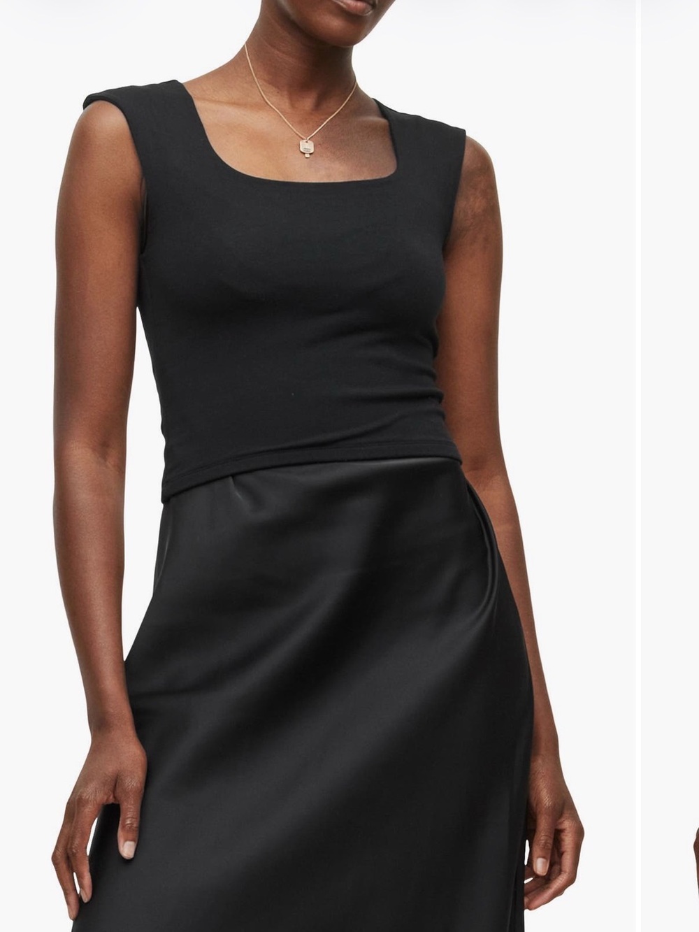 All Saints Black Scoop Neck Crop Tank